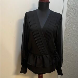 Express Black Wrap Peplum Blouse